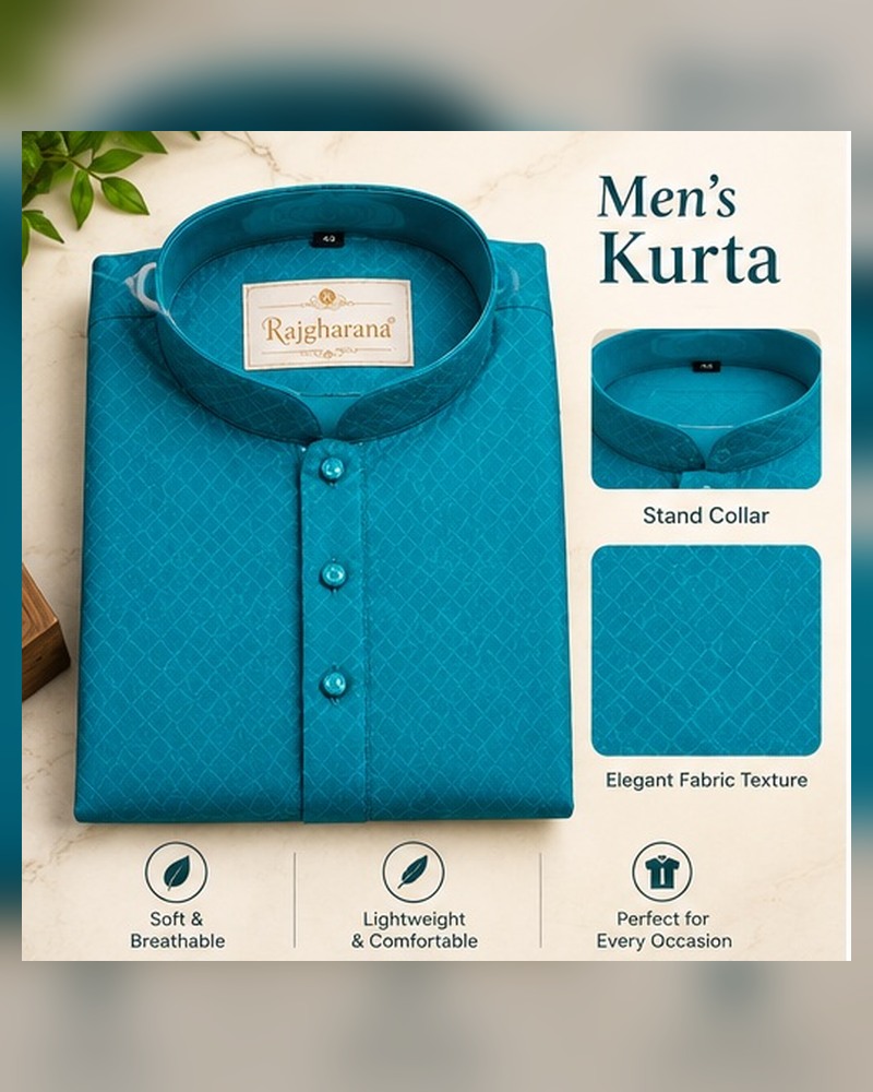 Teal Textured Kurta
