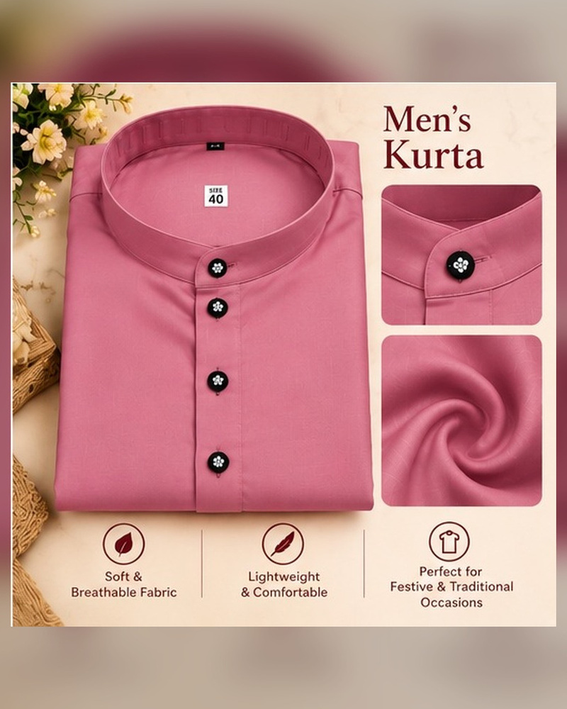 Mauve / Pink Silk-Look Kurta