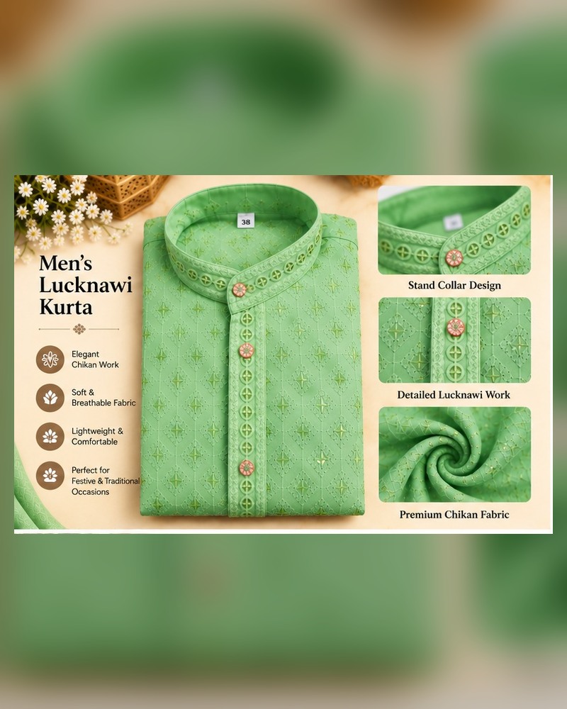 Mint Green Lucknawi Kurta