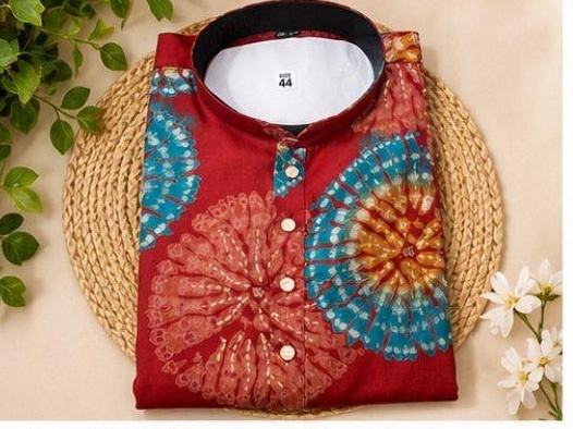 Red multicolour printed kurta