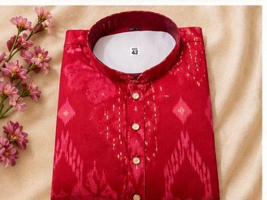 Dark pink traditional patterned kurta