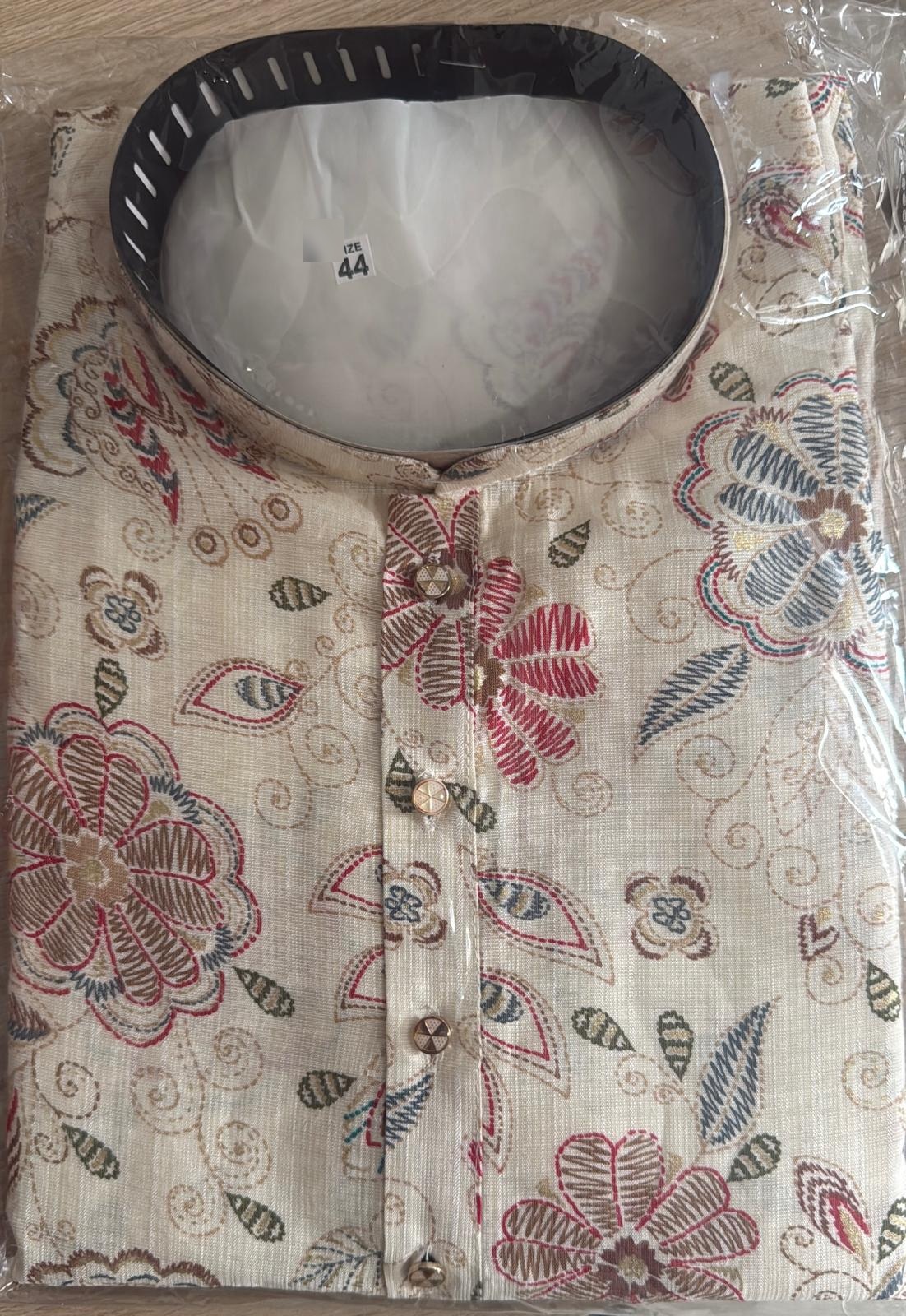 Cream floral printed kurta real product view