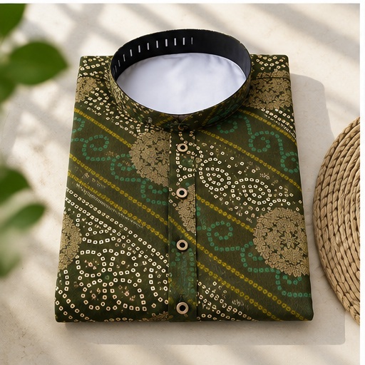 Olive patterned kurta