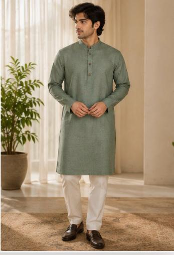 Sage green kurta model view